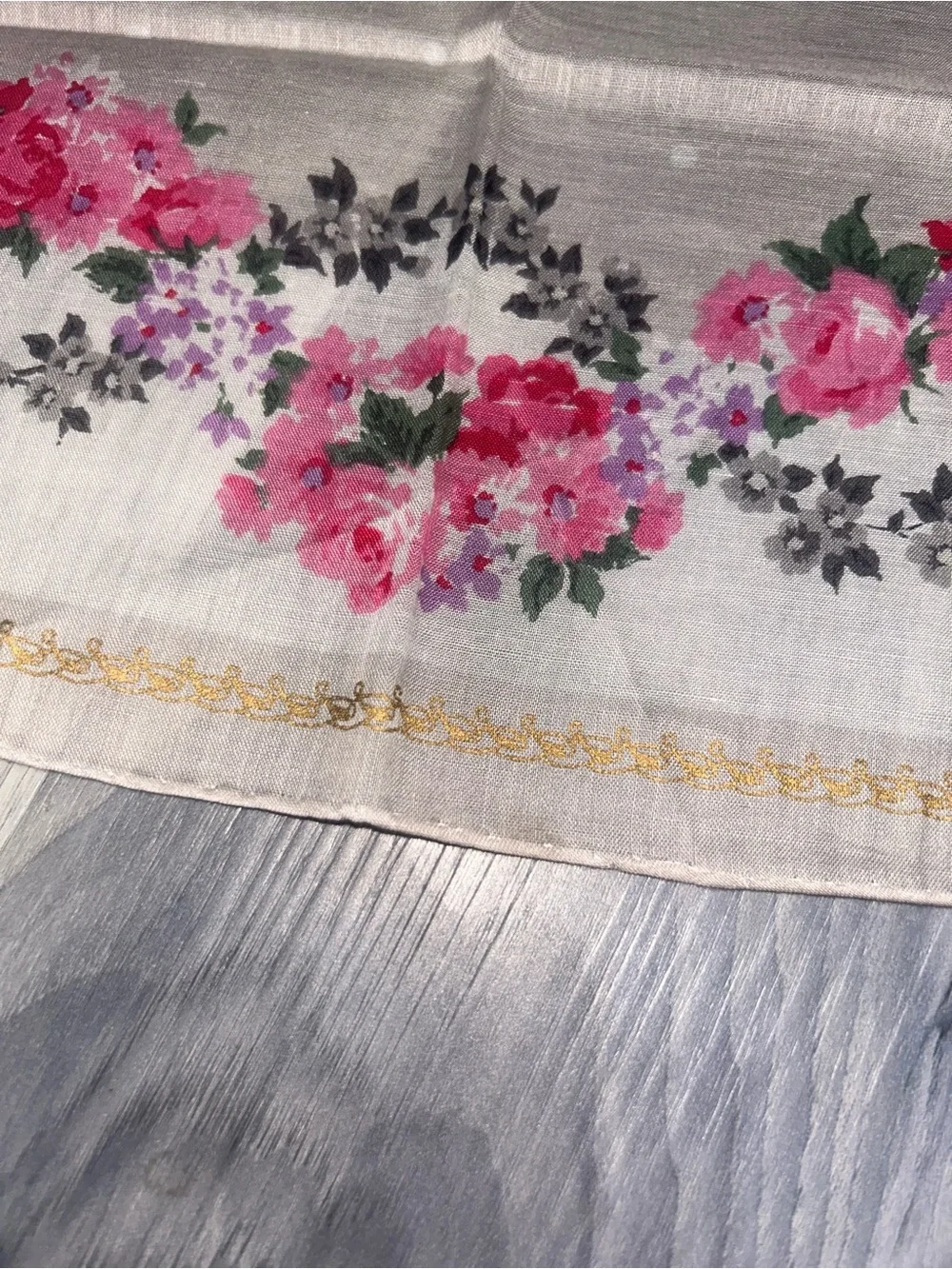 Vintage Christian Dior Pink Floral Cotton Handkerchief